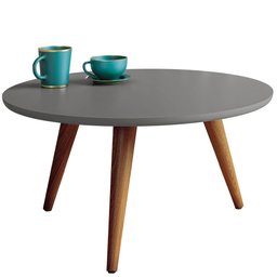 Mesa de Centro Redonda Decorativa Áquila Pés Palito Cinza - CasaePoltrona - 1