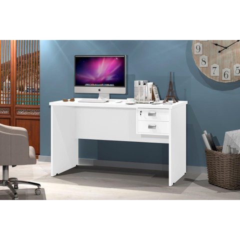 Mesa / Escrivaninha TAUR Para Computador 1.20m 2 Gavetas sendo um Com Chave e Puxadores Cromados Cor