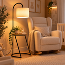 Ver imagem 1 de Luminária de Piso Lâmpada 9W Brinde com Mesa de Cabeceira Integrada para Quarto