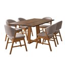 Ver imagem 3 de Mesa Julia 1,6m Freijó Pés Cerejeira Madeira Maciça 6 Cadeiras Débora - Bege Veludo