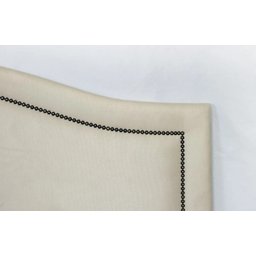 Cabeceira Queen Provençal Luxo Estofada 160x60 - Suede Bege - Tachas Fume - 3