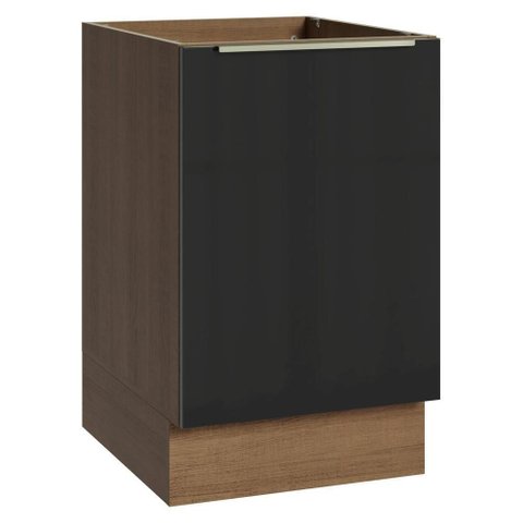 Balcão de Cozinha 50 cm 1 Porta (sem Tampo) Rustic/Preto Lux Madesa