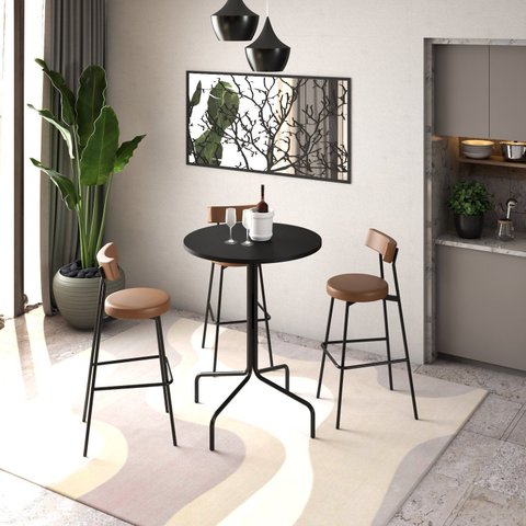 Mesa Bistrô Barcelona 80cm Preto Tx