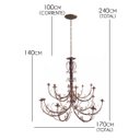 Ver imagem 2 de Lustre Grande Ferro Artesanal para Evento Festa Verniz 16 Bocais Libertas Rosas Artesanato Dourado