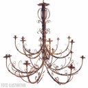 Ver imagem 1 de Lustre Grande Ferro Artesanal para Evento Festa Verniz 16 Bocais Libertas Rosas Artesanato Dourado