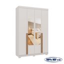 Ver imagem 6 de Guarda-Roupa Solteiro Torino com Espelho 4 Portas 2 Gavetas 100% MDF Off White/Nevaska