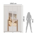 Ver imagem 4 de Guarda-Roupa Solteiro Torino com Espelho 4 Portas 2 Gavetas 100% MDF Off White/Nevaska