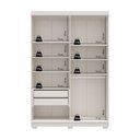 Ver mais imagens de Guarda-Roupa Solteiro Torino com Espelho 4 Portas 2 Gavetas 100% MDF Off White/Nevaska