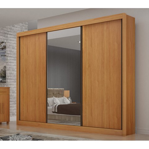 Guarda Roupa Casal com Espelho 3 Portas Milano - Arbo Design