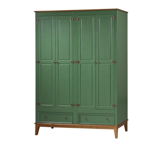 Armario Malibu 4 Portas e 2 Gavetas Cor Verde com Amendoa 204 Cm - 63658