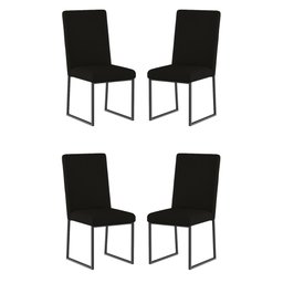 Kit 4 Cadeiras de Jantar com Base Ferro Preto Luxo Balaqui Cor:preto - 1