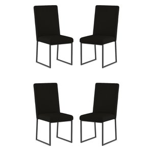 Kit 4 Cadeiras de Jantar com Base Ferro Preto Luxo Balaqui Cor:preto
