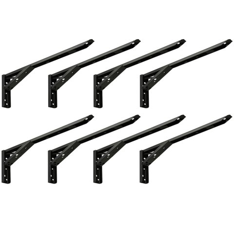 Kit 04 Pares Suporte para Mesa Dobrável Retrátil 30 Cm H02 Mão Francesa Preto - Lyam