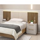 Ver imagem 2 de Cabeceira Painel Casal Ripado Nature e Linho Bege Sevilha 273 Cm - Pallazio