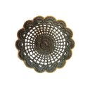 Ver imagem 1 de Sousplat Americano Redondo de Mesa em Crochê Verde Oliva / Dourado