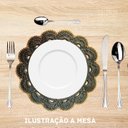Ver imagem 3 de Sousplat Americano Redondo de Mesa em Crochê Verde Oliva / Dourado