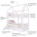 Ver imagem 4 de Treliche Casinha Solteiro Slim Rb com Kit Escada/escorregador e Grade de Proteção Madeira Maciça