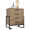 Ver imagem 2 de Comoda 4 Gavetas P1061 67 Cm Oak Preto Pp Milani Store