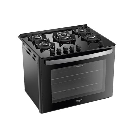 Fogão de Embutir 5 Bocas Preto com Mesa de Vidro Dako Supreme Bivolt