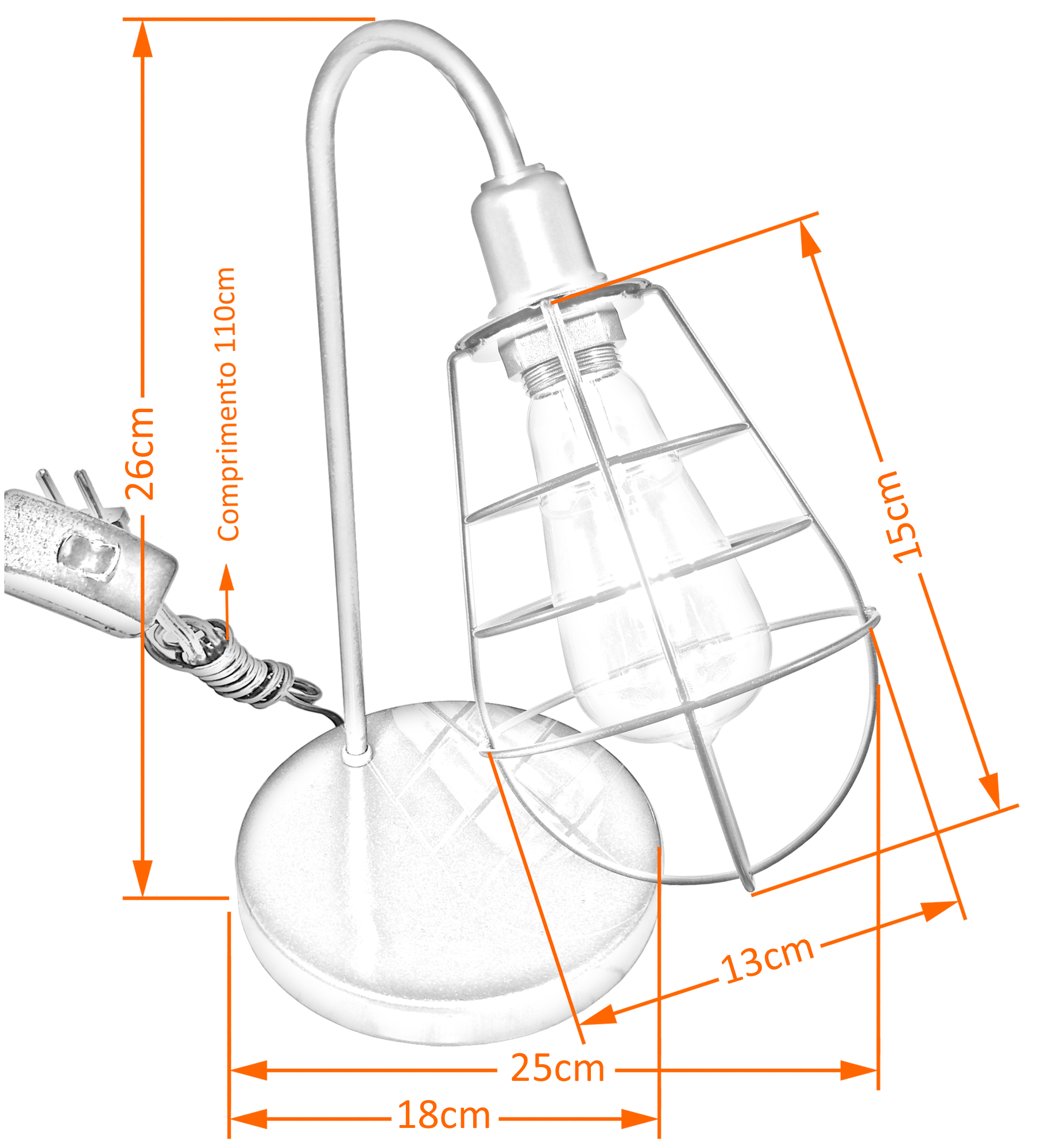 Abajur de Quarto Luminária Industrial Aramado Lampshape Bca - 2
