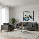 Ver imagem 1 de Conjunto de Sofá Beny Grafite, 2 Peças, 1 Sofá 1,80m e 1 Poltrona, Tecido Linho