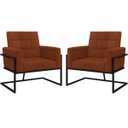 Ver imagem 1 de Kit 2 Poltronas Base de Ferro Tecido Suede para Sala de Espera Resistente Sala de Estar Confortável