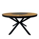 Ver imagem 1 de Mesa 1,50m de Jantar Zurick Pétalas em Madeira com Centro Giratório Alumínio Preto