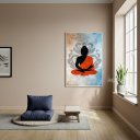 Ver imagem 1 de Quadro Decorativo Silhueta Buda Meditando - 70x50cm:moldura Preta