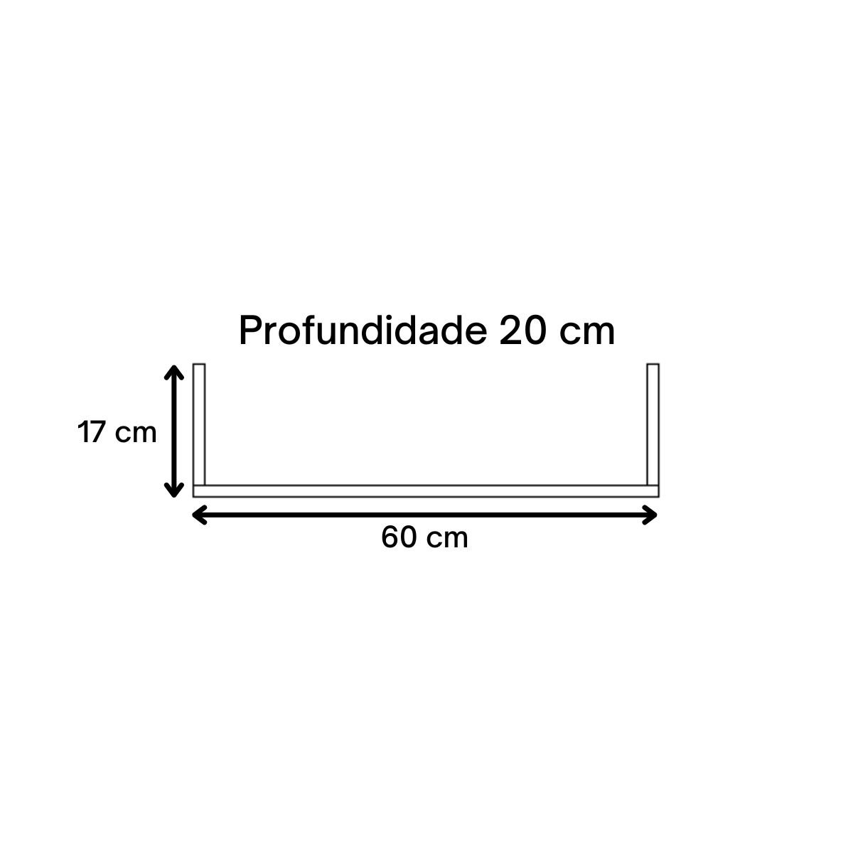 Kit 3 Prateleiras U 60cm Branco Nicho Livros Suspensa - 3