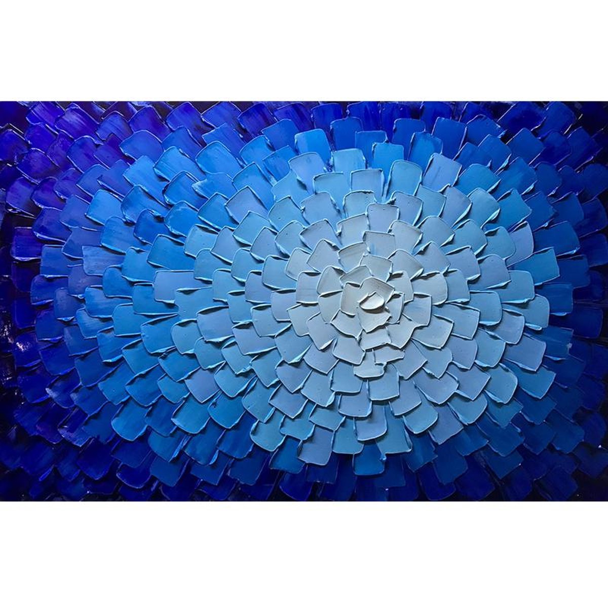 Quadro Pintura Tela branco fantasia azul textura clara 5574: 120cm (A) x 180cm (L) - 1