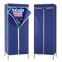 Ver imagem 1 de Guarda Roupa com Ziper Cabideiro Portatil Arara Organizador Prateleira Multiuso Praia Camping Azul