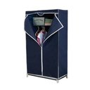 Ver imagem 2 de Guarda Roupa com Ziper Cabideiro Portatil Arara Organizador Prateleira Multiuso Praia Camping Azul