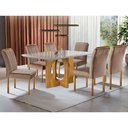 Ver imagem 1 de Mesa de Jantar 6 Lugares Cadeiras Juliana em Suede Bege Móveis Mix