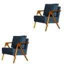 Ver imagem 1 de Kit 2 Poltronas Cadeira Marilia Recepção - Suede Azul Marinho