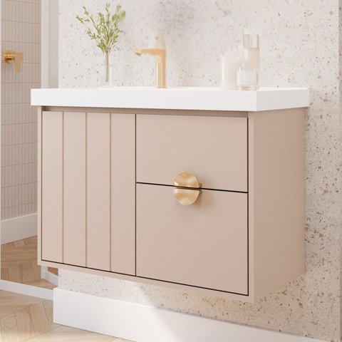 Gabinete para Banheiro 80cm com 1 Porta 2 Gavetas e Cuba de Embutir Copenhague