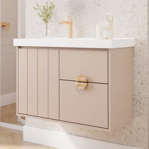 Gabinete para Banheiro 80cm com 1 Porta 2 Gavetas e Cuba de Embutir Copenhague