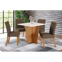 Ver imagem 1 de Conjunto: Mesa Sala Jantar Vértice C/ Tampo Reto Madeirado C/ Vidro 90x90cm e 4 Cadeiras Vita