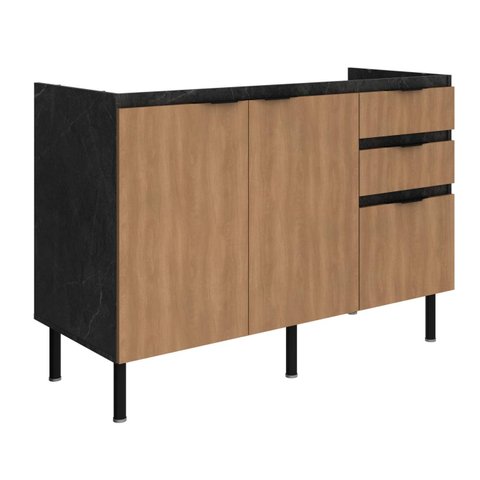 Armário Balcão de Cozinha 120cm 2 Portas e 3 Gavetas S/tampo New York Móvel na Caixa
