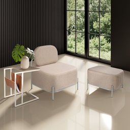 Poltrona Jequitibá Aço Carbono Dourado Tecido Bege Seixo - 4