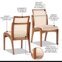 Ver imagem 2 de Kit 6 Cadeiras de Madeira para Mesa de Jantar com Encosto Rattan Linho Bege M58 RMI