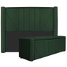 Kit Cabeceira e Calçadeira Baú Casal 140cm Suede Verde - 1