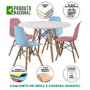 Ver imagem 2 de Conjunto de Mesa Eames Infantil 68cm Redondo Branco 2 Cadeiras Azul e 2 Rosa
