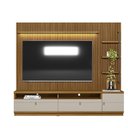 Ver imagem 1 de Rack com Painel Ripado 1 Módulo para Sala de Estar Tv até 75'' Barcelona L01 Nature Off White