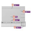 Ver imagem 5 de Rack com Painel Ripado 1 Módulo para Sala de Estar Tv até 75'' Barcelona L01 Nature Off White