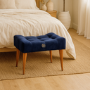 Ver imagem 4 de Puff de Apoio Requinte Pés Palito Suede Azul Marinho