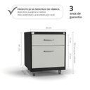 Ver imagem 2 de Gaveteiro de Aço 2 Gavetas com Chave e Rodízios com Trava e Gaveta p/Pasta Suspensa Cinza/Preto