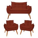 Ver imagem 1 de Kit Namoradeira + 2 Poltronas Decorativas Luxo Sala de Estar - Terracota