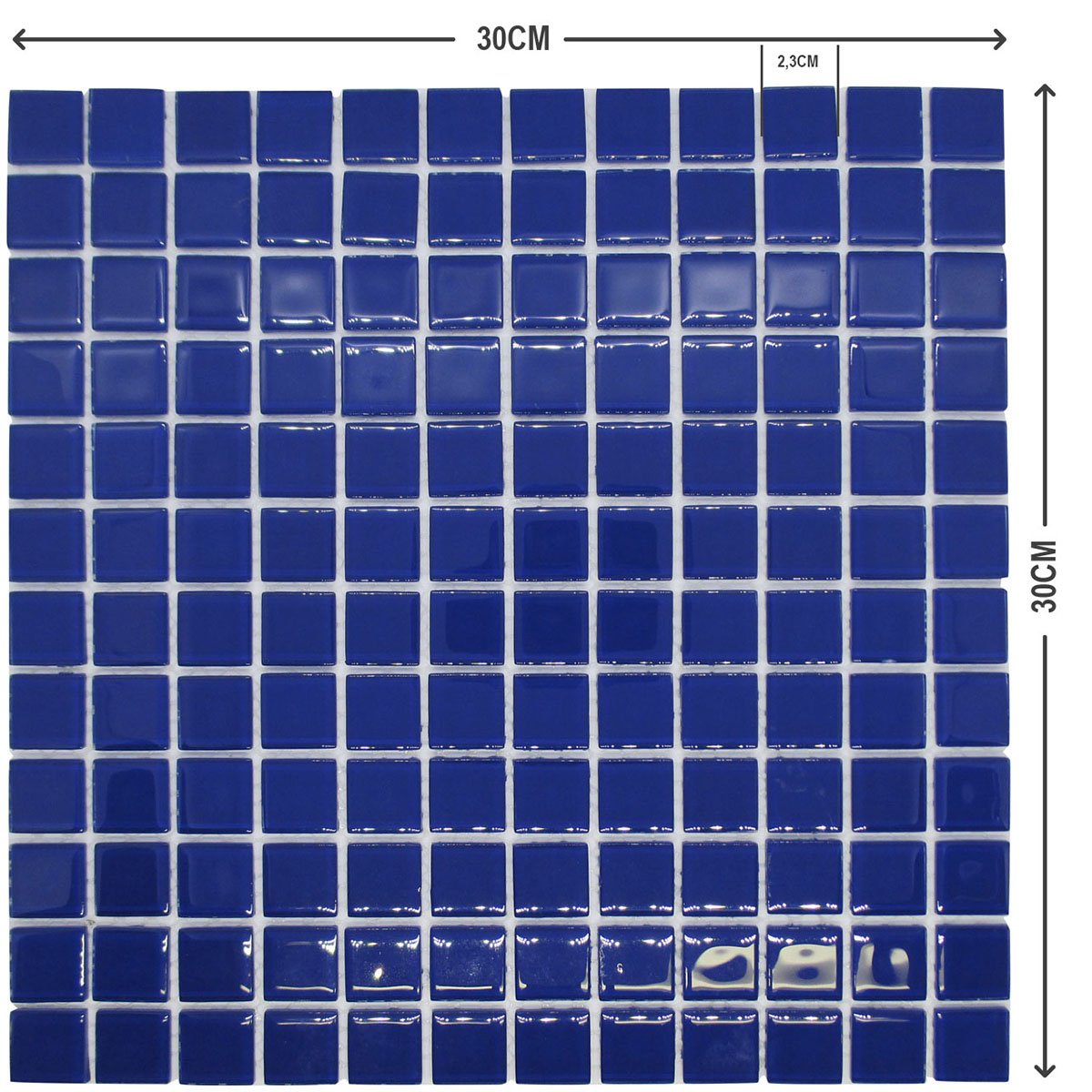 Pastilha de Vidro Cristal Lisa Azul para Piscina 30x30cm - 7