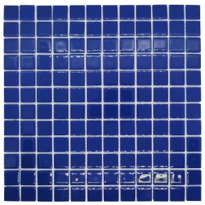 Pastilha de Vidro Cristal Lisa Azul para Piscina 30x30cm