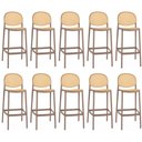 Ver imagem 1 de Kit 10 Banqueta Alta com Encosto Roma em Polipropileno - Marrom Claro
